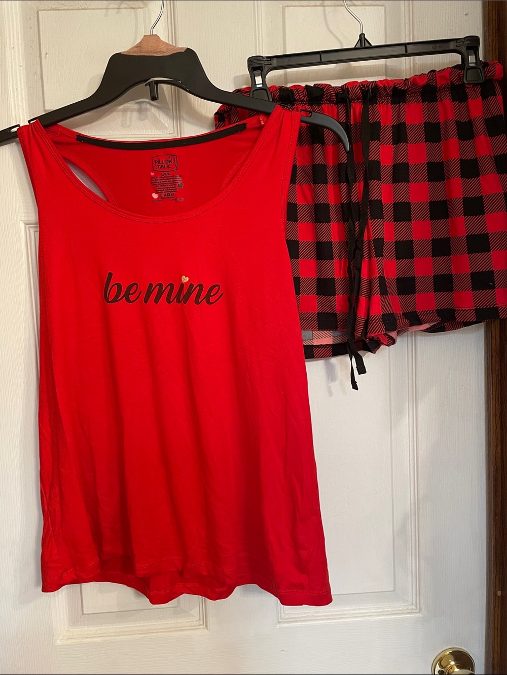 Be Mine Red Tank & Buffalo Plaid Sleep Shorts Set